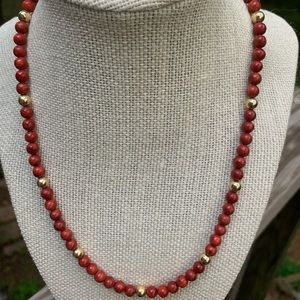 Red Jasper /14K GF ball necklace